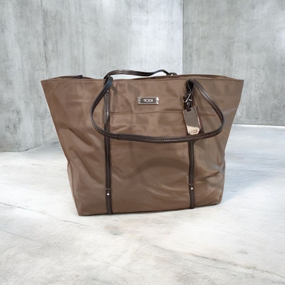 Tumi Brown Tote Bag with Dark Brown Trim